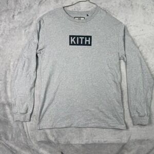 KITH Classic Logo Long Sleeve T Shirt Grey Box Logo Mens Size L
